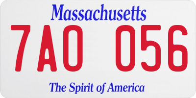 MA license plate 7AO056