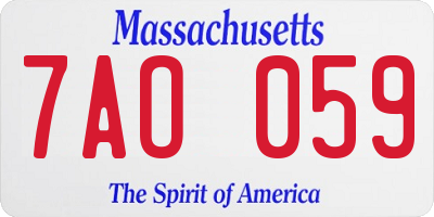 MA license plate 7AO059