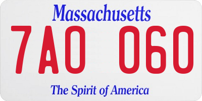MA license plate 7AO060
