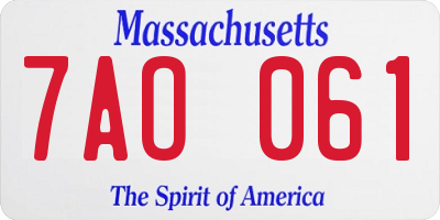MA license plate 7AO061