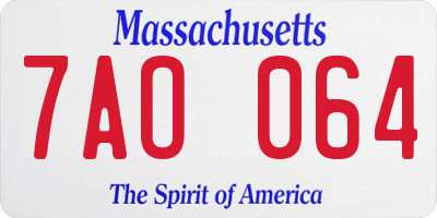 MA license plate 7AO064
