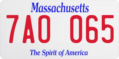 MA license plate 7AO065