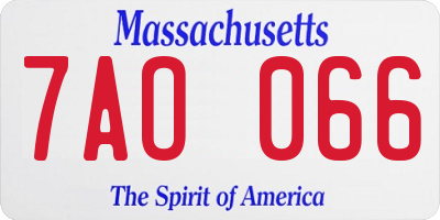 MA license plate 7AO066