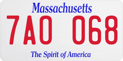 MA license plate 7AO068