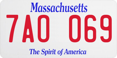 MA license plate 7AO069