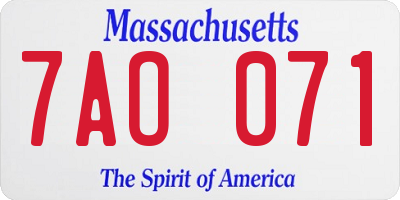 MA license plate 7AO071