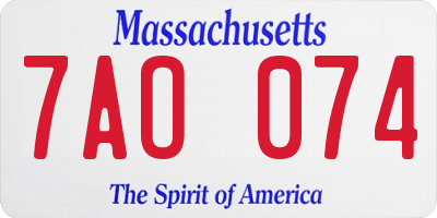 MA license plate 7AO074