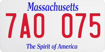 MA license plate 7AO075