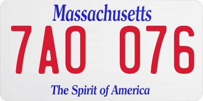 MA license plate 7AO076