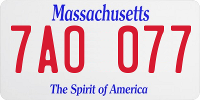 MA license plate 7AO077