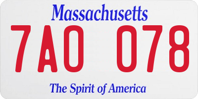 MA license plate 7AO078