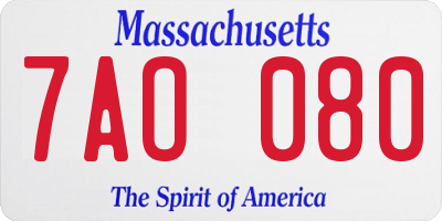 MA license plate 7AO080