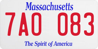 MA license plate 7AO083