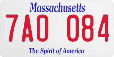 MA license plate 7AO084