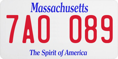 MA license plate 7AO089