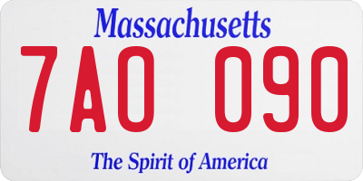 MA license plate 7AO090