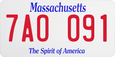 MA license plate 7AO091