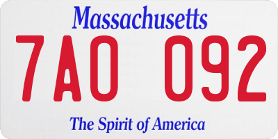 MA license plate 7AO092