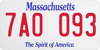 MA license plate 7AO093