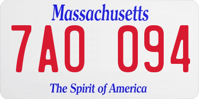 MA license plate 7AO094