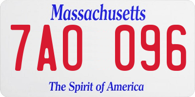 MA license plate 7AO096