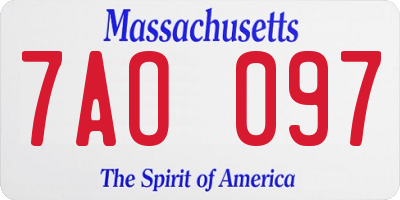 MA license plate 7AO097