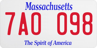 MA license plate 7AO098