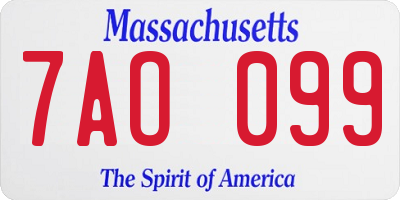 MA license plate 7AO099