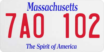 MA license plate 7AO102
