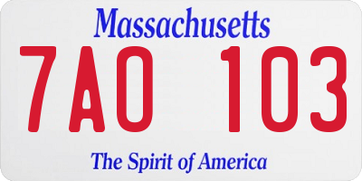 MA license plate 7AO103