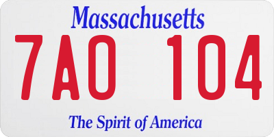 MA license plate 7AO104