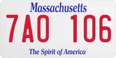 MA license plate 7AO106