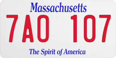 MA license plate 7AO107