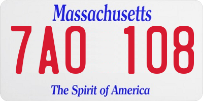MA license plate 7AO108
