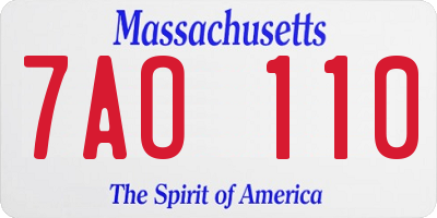 MA license plate 7AO110