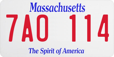 MA license plate 7AO114