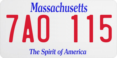 MA license plate 7AO115