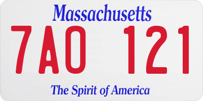 MA license plate 7AO121