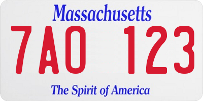 MA license plate 7AO123