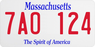 MA license plate 7AO124