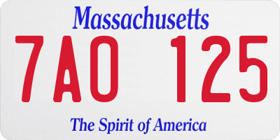 MA license plate 7AO125