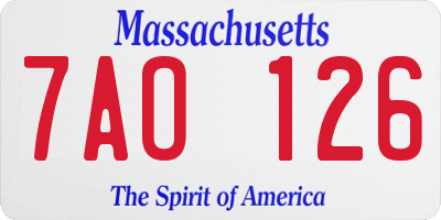 MA license plate 7AO126