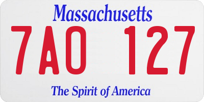 MA license plate 7AO127