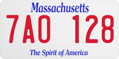 MA license plate 7AO128