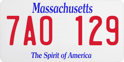MA license plate 7AO129
