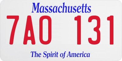 MA license plate 7AO131