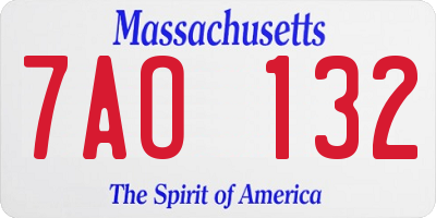 MA license plate 7AO132