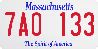 MA license plate 7AO133