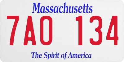 MA license plate 7AO134