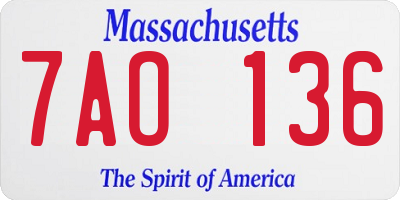 MA license plate 7AO136